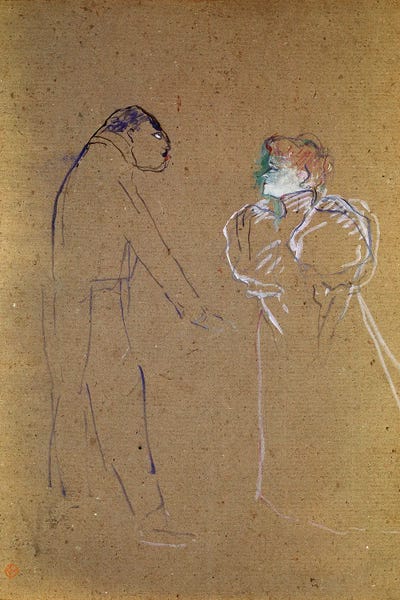 Henri de Toulouse-Lautrec: Lucien Germain Guitry And Jeanne Granier, 1895 by Henri de Toulouse-Lautrec