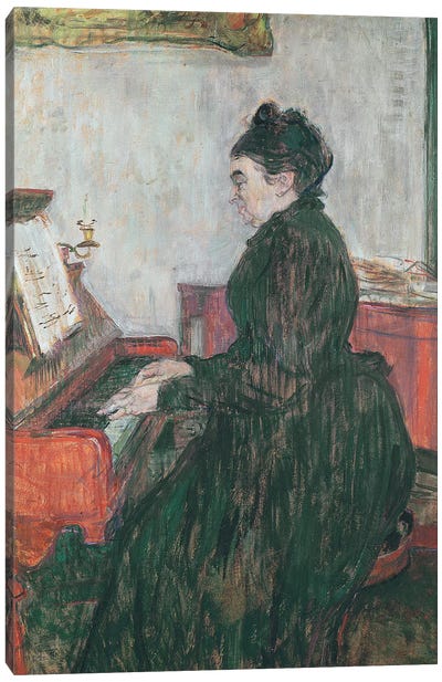 Madame Pascal At The Piano In The Salon Of The Chateau De Malrome, 1895 Canvas Art Print - Henri de Toulouse Lautrec
