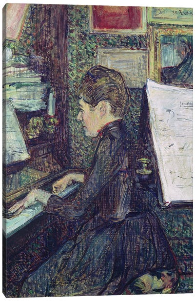 Mademoiselle Dihau At The Piano, 1890 Canvas Art Print - Piano Art