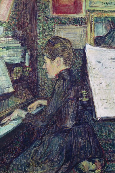 Pianos: Mademoiselle Dihau At The Piano, 1890 by Henri de Toulouse-Lautrec