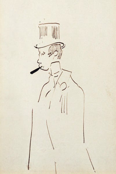 Henri de Toulouse-Lautrec: Man In Top Hat, C.1890 by Henri de Toulouse-Lautrec