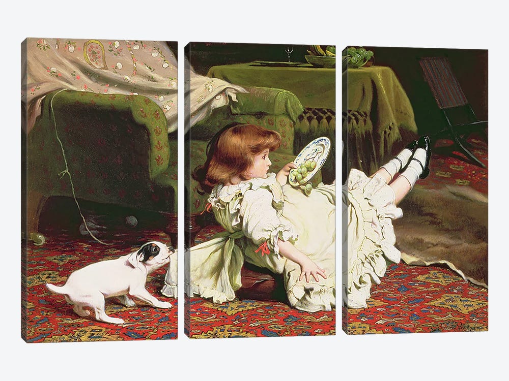 Time to Play, 1886 3-piece Canvas Print