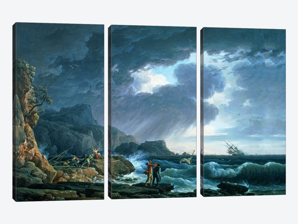A Seastorm, 1752 by Claude Joseph Vernet 3-piece Canvas Art