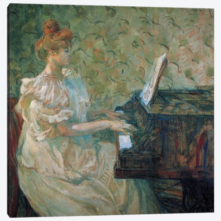 Misia Au Piano - Misia Natanson At The Piano, 1897 Canvas Print #BMN12403} by Henri de Toulouse-Lautrec Canvas Wall Art