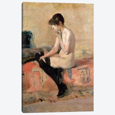 Nude Woman Seated On A Divan, 1881 Canvas Print #BMN12424} by Henri de Toulouse-Lautrec Art Print