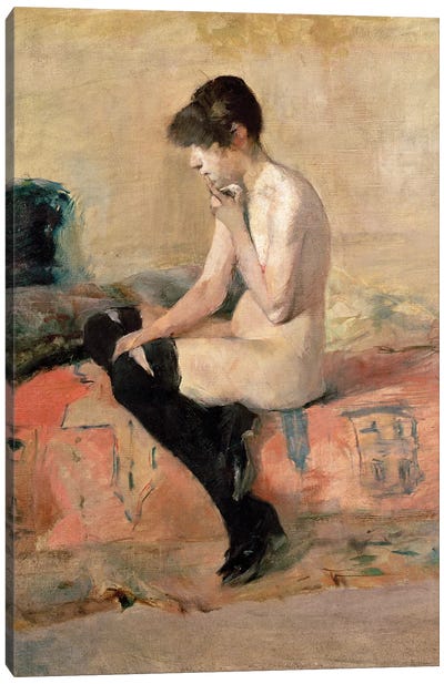 Nude Woman Seated On A Divan, 1881 Canvas Art Print - Henri de Toulouse Lautrec