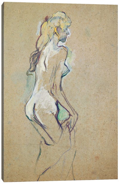 Nude Young Girl, 1893 Canvas Art Print - Henri de Toulouse Lautrec