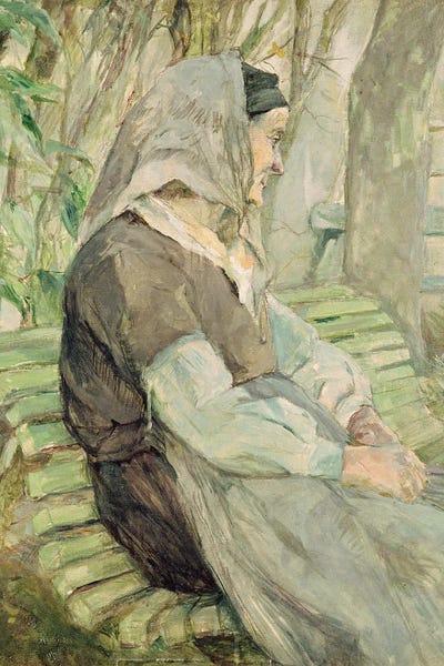 Henri de Toulouse-Lautrec: Old Woman Seated On A Bench In Celeyran, 1882 by Henri de Toulouse-Lautrec