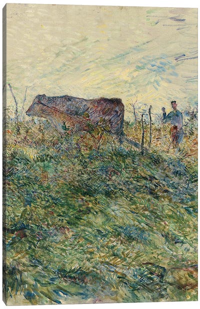 Ploughing In The Vineyard, 1883 Canvas Art Print - Henri de Toulouse Lautrec