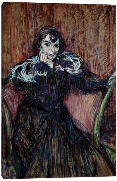 Portrait Of Actress Berthe Bady, 1897 Canvas Art Print - Henri de Toulouse Lautrec