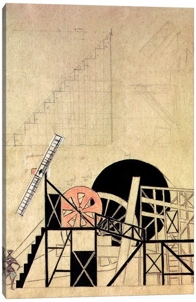 Stage Set Design For The Play, "The Magnaminous Cuckold", By F. Crommelynck, Meyerhold Theatre, Moscow, 1922 Canvas Art Print - Lyubov Popova