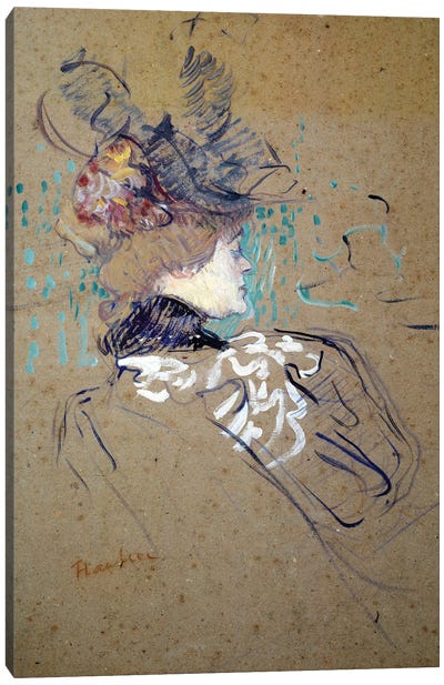 Portrait Of Woman In Profile 1896 Canvas Art Print - Henri de Toulouse Lautrec