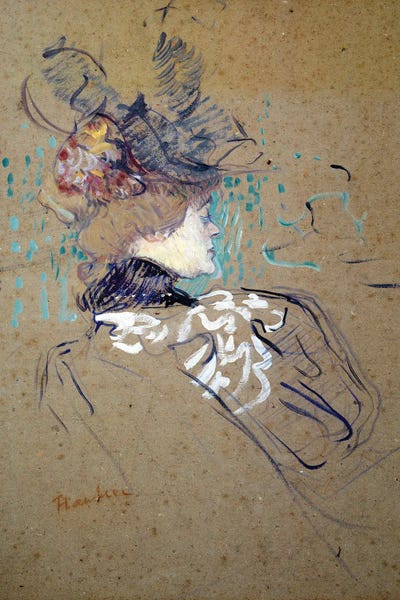 Henri de Toulouse-Lautrec: Portrait Of Woman In Profile 1896 by Henri de Toulouse-Lautrec
