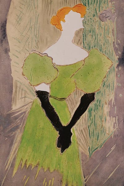 Portrait Of Yvette Guilbert by Henri de Toulouse-Lautrec framed canvas print