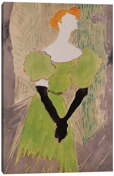 Portrait Of Yvette Guilbert Canvas Art Print - Henri de Toulouse Lautrec