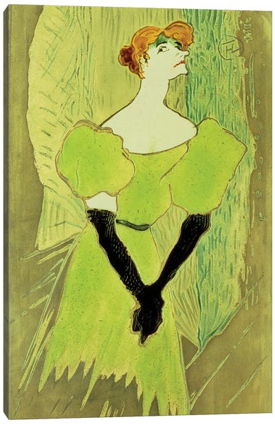 Portrait Of Yvette Guilbert 1895 Canvas Art Print - Henri de Toulouse Lautrec
