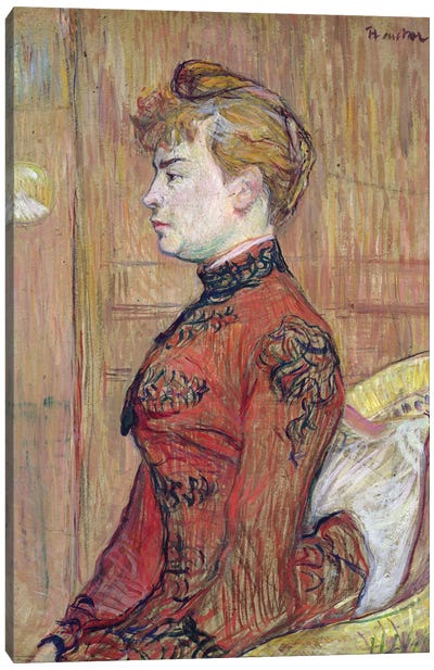Portrait Study Of A Woman In Profile, 1890 Canvas Art Print - Henri de Toulouse Lautrec