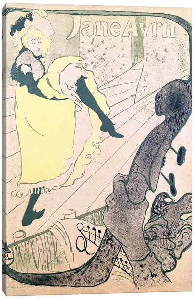 Poster Advertising Jane Avril At The Jardin De Paris, 1893 Canvas Art Print - Entertainer Art