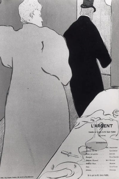 Performing Arts: Poster Advertising The Play 'L'Argent' by Henri de Toulouse-Lautrec