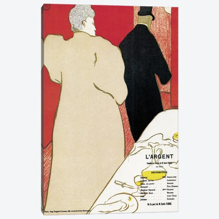 Poster Advertising The Play 'L'Argent', C.1890 Canvas Print #BMN12476} by Henri de Toulouse-Lautrec Canvas Wall Art