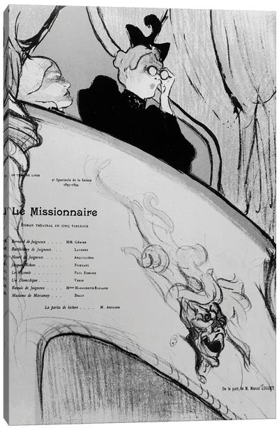 Poster Advertising The Play 'Le Missionnaire', 1893-94 Canvas Art Print - Henri de Toulouse Lautrec
