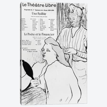 Poster Advertising The Plays 'Une Faillite' And 'Le Poete Et Le Financier', 1893-94 Canvas Print #BMN12478} by Henri de Toulouse-Lautrec Art Print
