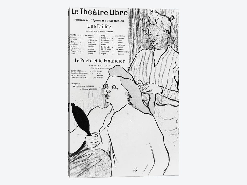 Poster Advertising The Plays 'Une Faillite' And 'Le Poete Et Le Financier', 1893-94 by Henri de Toulouse-Lautrec 1-piece Canvas Artwork