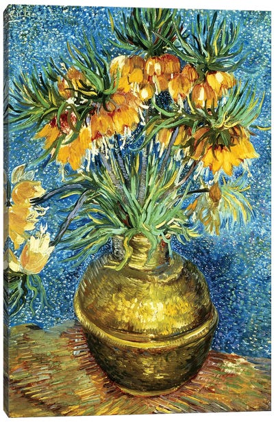 Crown Imperial Fritillaries in a Copper Vase, 1886  Canvas Art Print - Sunflower Art