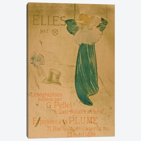 Poster Of Frontispiece For Elles, Pub. 1896 Canvas Print #BMN12481} by Henri de Toulouse-Lautrec Canvas Wall Art