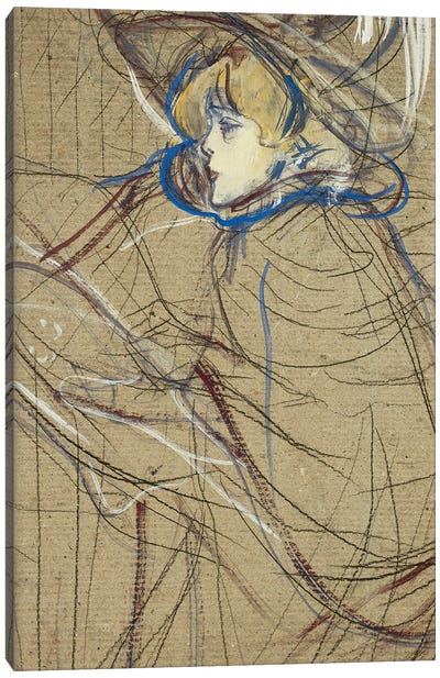 Profile Of Woman: Jane Avril; Profil De Femme: Jane Avril, 1893 Canvas Art Print - Henri de Toulouse Lautrec