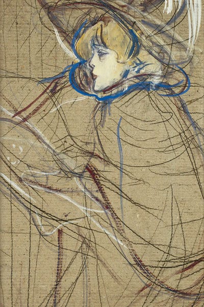 Henri de Toulouse-Lautrec: Profile Of Woman: Jane Avril; Profil De Femme: Jane Avril, 1893 by Henri de Toulouse-Lautrec