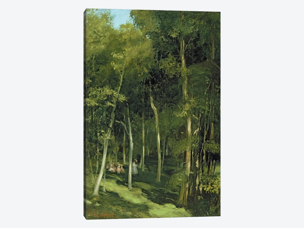 Beneath the Trees at Port-Berteau: Children Dancing, c.1862  by Gustave Courbet 1-piece Canvas Wall Art