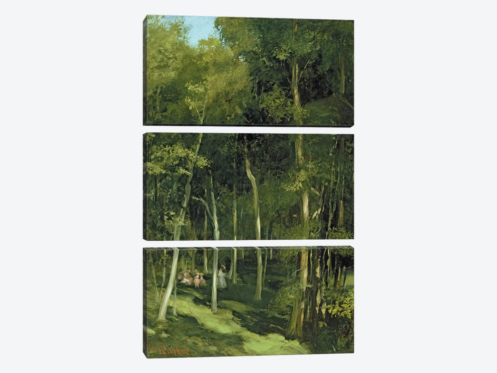 Beneath the Trees at Port-Berteau: Children Dancing, c.1862  by Gustave Courbet 3-piece Canvas Art