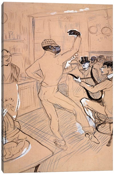 Rafael Padilla Called Chocolate, Dancing In A Bar Canvas Art Print - Henri de Toulouse Lautrec