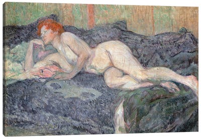 Reclining Nude, 1897 Canvas Art Print - Henri de Toulouse Lautrec