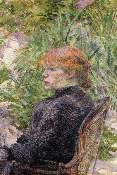 Redheaded Woman Sitting In The Garden Of Mr, 1889 by Henri de Toulouse-Lautrec gallery poster