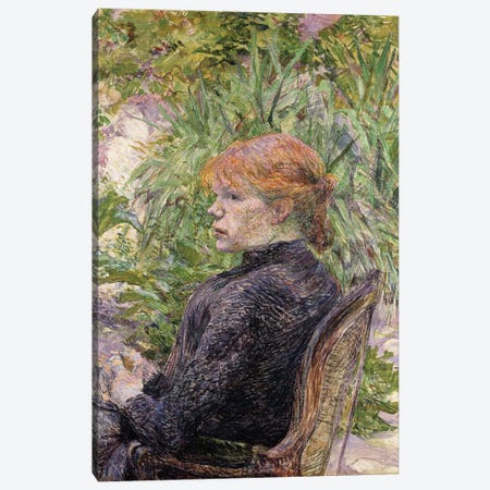 Redheaded Woman Sitting In The Garden Of Mr, 1889 Canvas Print #BMN12494} by Henri de Toulouse-Lautrec Canvas Wall Art