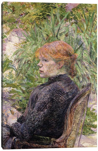 Redheaded Woman Sitting In The Garden Of Mr, 1889 Canvas Art Print - Henri de Toulouse Lautrec
