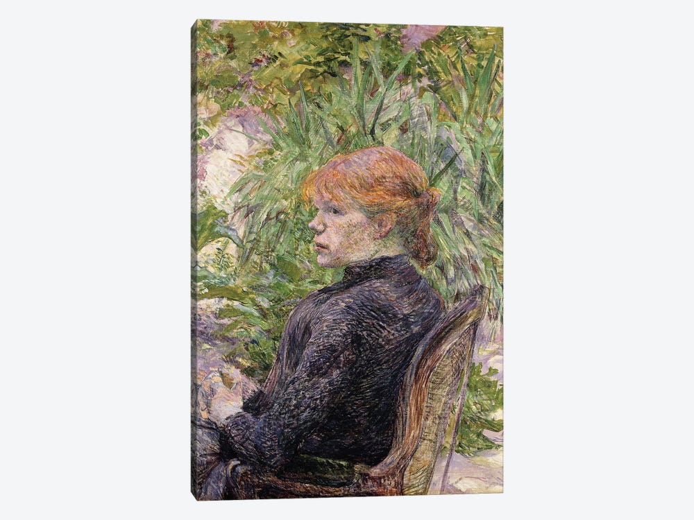 Redheaded Woman Sitting In The Garden Of Mr, 1889 by Henri de Toulouse-Lautrec 1-piece Canvas Wall Art