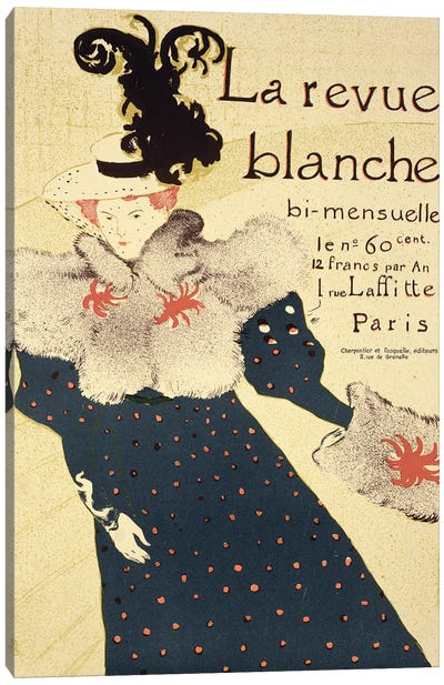 Reproduction Of A Poster Advertising 'La Revue Blanche', 1895 Canvas Art Print - Henri de Toulouse Lautrec