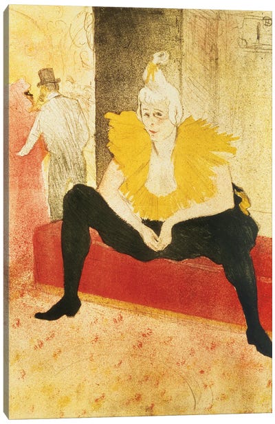 Seated Female Clown, Mlle. Cha-U-Kao, 1896 Canvas Art Print - Henri de Toulouse Lautrec