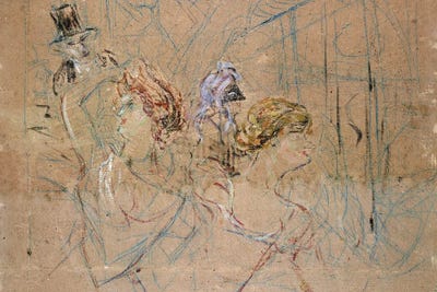 Sketch For 'At The Masked Ball', C.1892 by Henri de Toulouse-Lautrec framed canvas print