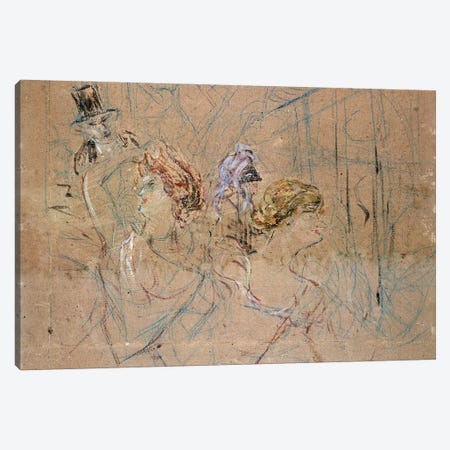 Sketch For 'At The Masked Ball', C.1892 Canvas Print #BMN12511} by Henri de Toulouse-Lautrec Canvas Wall Art
