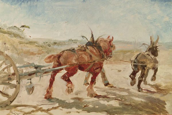Henri de Toulouse-Lautrec: Team Of Horses In Harness by Henri de Toulouse-Lautrec