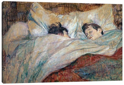 The Bed. Two Sleeping Children, 1892 Canvas Art Print - Sleeping & Napping Art