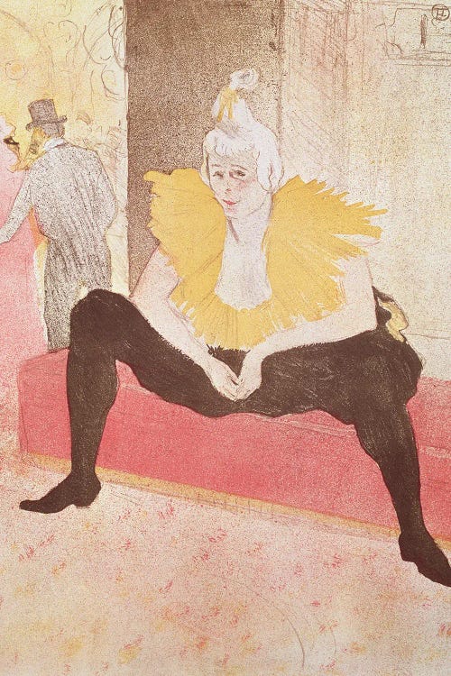 The Clowness Cha-U-Kao Seated, 1896 by Henri de Toulouse-Lautrec wall art
