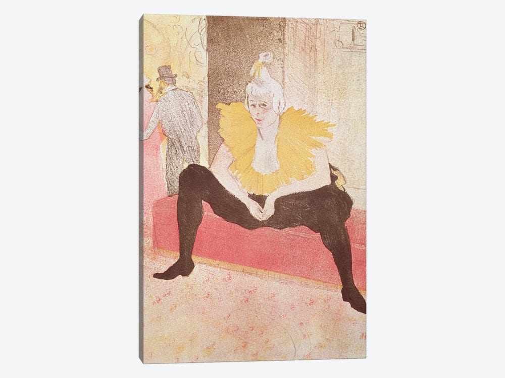 The Clowness Cha-U-Kao Seated, 1896 by Henri de Toulouse-Lautrec 1-piece Canvas Wall Art