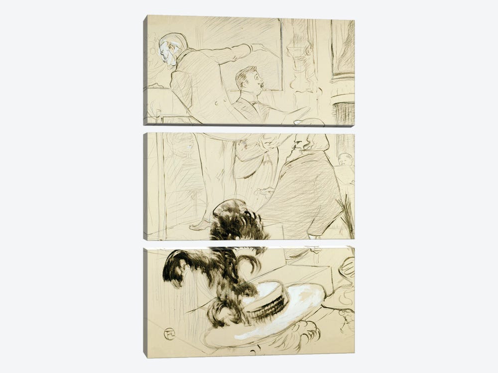 The Great Concerts Of The Opera: Ambroise Thomas Witnessed A Rehearsal Of Francesca Da Rimini, C.1896 by Henri de Toulouse-Lautrec 3-piece Canvas Print