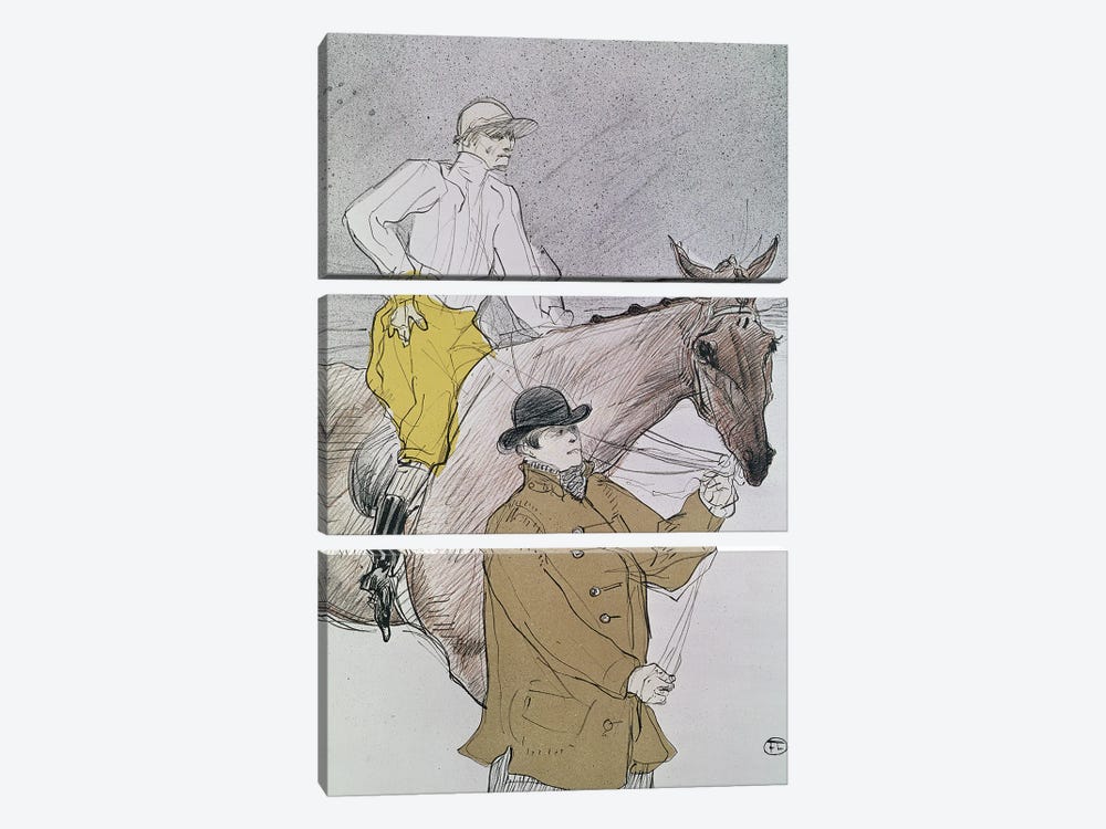 The Jockey Led To The Start by Henri de Toulouse-Lautrec 3-piece Canvas Artwork