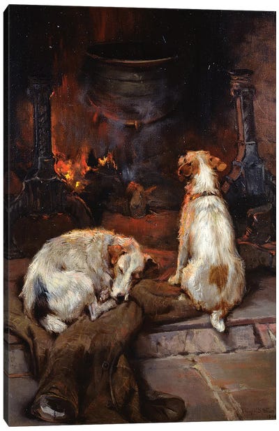 By the Hearth, 1894 Canvas Art Print - Home for the Holidays